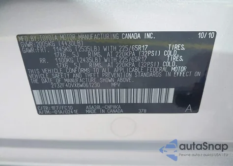 2011 Toyota Rav4 from USA, damaged, VIN 2T3ZF4DVXBW061230